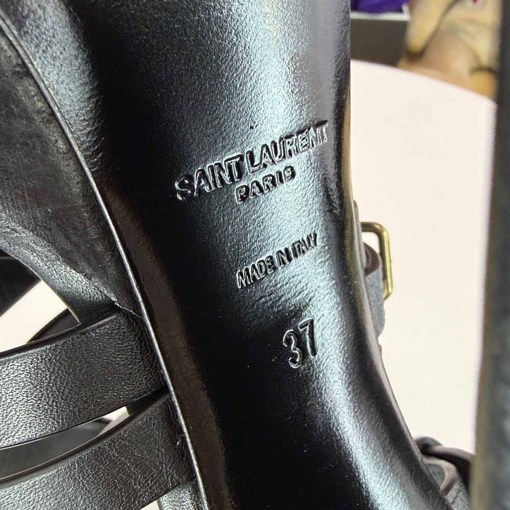 💥SAINT LAURENT - PLATZ PLATFORM SANDALS - SIZE 37 EU / SIZE 7 US - GE307 - Picture 15 of 17